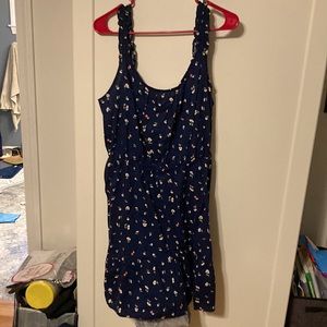 NWT Banana Republic sundress size L navy with white and dark pink flowers
